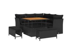 vidaXL 8-Teiliges Garten-Sofa-Set mit Kissen in aus Poly Rattan und Akazie 3361474*