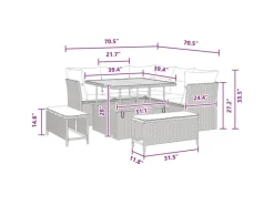 vidaXL 8-Teiliges Garten-Sofa-Set mit Kissen in aus Poly Rattan und Akazie 3361474*