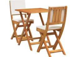 vidaXL 3-Teiliges Klappbares Bistro-Set mit Kissen aus Echtem Akazienholz 4105510* Discount