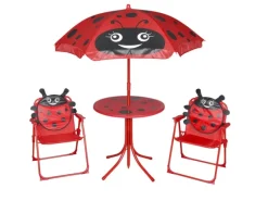 vidaXL 3-tlg Garten-Bistro-Set für Kinder mit Sonnenschirm Rot* Best