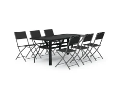 vidaXL 7-tlg Garten-Essgruppe Grau und Schwarz Modell 6* Best
