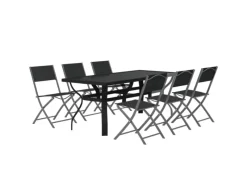 vidaXL 7-tlg Garten-Essgruppe Grau und Schwarz Modell 6* Best