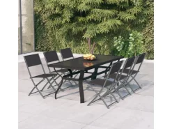 vidaXL 7-tlg Garten-Essgruppe Grau und Schwarz Modell 6* Best