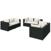 Auflagenboxen|vidaXL 6-tlg Garten-Lounge-Set mit Kissen Poly Rattan Schwarz Modell 57