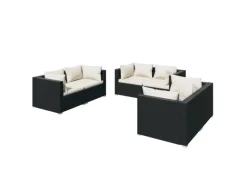 Auflagenboxen|vidaXL 6-tlg Garten-Lounge-Set mit Kissen Poly Rattan Schwarz Modell 57