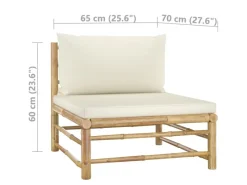 vidaXL 5-Tlg Garten-Lounge-Set mit Cremeweißen Kissen Bambus 3058191* Best