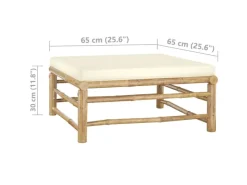 vidaXL 5-Tlg Garten-Lounge-Set mit Cremeweißen Kissen Bambus 3058191* Best