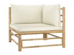 vidaXL 5-Tlg Garten-Lounge-Set mit Cremeweißen Kissen Bambus 3058191* Best