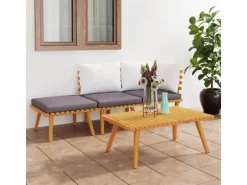 vidaXL 4-tlg Garten-Lounge-Set mit Kissen Massivholz Akazie Modell 4* New