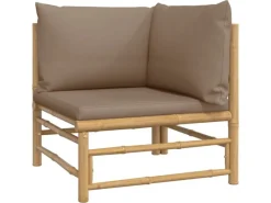 vidaXL 3-tlg Garten-Lounge-Set mit Taupe Kissen Bambus* Discount