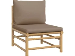vidaXL 3-tlg Garten-Lounge-Set mit Taupe Kissen Bambus* Discount