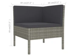 vidaXL 13-tlg Garten-Lounge-Set mit Auflagen Poly Rattan Grau* New