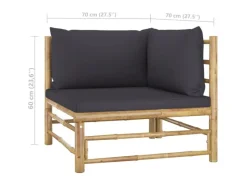 vidaXL 8-tlg Garten-Lounge-Set mit Dunkelgrauen Kissen Bambus Modell 3* Best