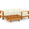 vidaXL 5-tlg Garten-Lounge-Set mit Creme Auflagen Massivholz Akazie* Hot