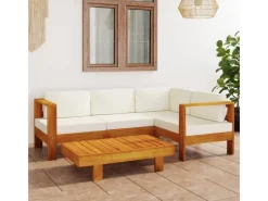 vidaXL 5-tlg Garten-Lounge-Set mit Creme Auflagen Massivholz Akazie* Hot