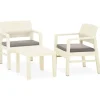 vidaXL 3-tlg Garten-Lounge-Set mit Auflagen Kunststoff Weiß*