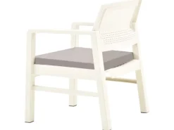 vidaXL 3-tlg Garten-Lounge-Set mit Auflagen Kunststoff Weiß*