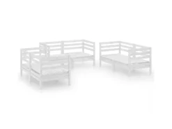 vidaXL 6-tlg Garten-Lounge-Set Weiß Massivholz Kiefer Modell 2* Sale