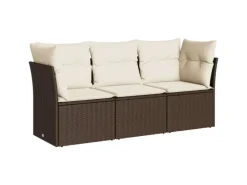 vidaXL 3-tlg Garten-Sofagarnitur mit Kissen Braun Poly Rattan Modell 1* Online