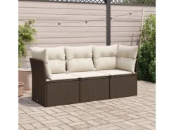 vidaXL 3-tlg Garten-Sofagarnitur mit Kissen Braun Poly Rattan Modell 1* Online
