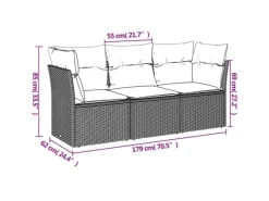 vidaXL 3-tlg Garten-Sofagarnitur mit Kissen Braun Poly Rattan Modell 1* Online