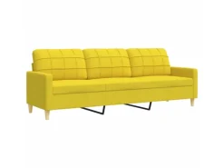 vidaXL 4-Tlg Sofagarnitur mit Fußhocker Hellgelb Stoff 2162855* Discount