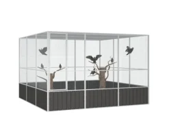 vidaXL Vogelkäfig Anthrazit 302,5x324,5x211,5 cm Verzinkter Stahl*