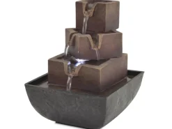 Brunnenpumpe|Gartenbrunnen|vidaXL Zimmerbrunnen mit LED Polyresin Grau und Braun