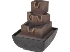 Brunnenpumpe|Gartenbrunnen|vidaXL Zimmerbrunnen mit LED Polyresin Grau und Braun