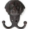 Wandhaken Hund mit 2 Haken aus Gusseisen in Schwarz 12,5 cm* Best