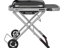 Weber Gasgrills|Campingzubehör|Camping-Gasgrill Traveler mit 1 Brenner und Rollwagen Schwarz