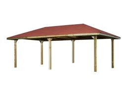 Weka Gartenlauben|Gartenoase 651 B Spar-Set Inkl. Dachschindeln 678 cm x 380 cm Rot