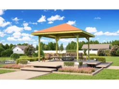 Weka Gartenlauben|Gartenoase 651 Spar-Set Inkl. Dachschindeln 380 cm x 380 cm Rot