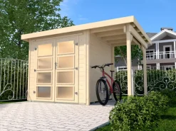 Weka Gartenlauben|Holz-Gartenhaus Flachdach Unbehandelt 414 cm x 237 cm