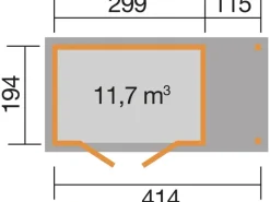 Weka Gartenlauben|Holz-Gartenhaus Flachdach Unbehandelt 414 cm x 237 cm
