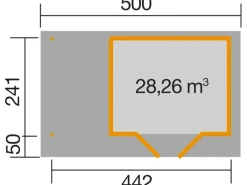 Holz-Gartenhaus Flachdach Lasiert 442 cm x 315 cm*Weka New