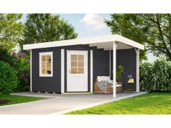 Weka Gartenlauben|Holz-Gartenhaus Flachdach Lasiert 455 cm x 339 cm