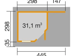 Weka Gartenlauben|Holz-Gartenhaus Flachdach Lasiert 455 cm x 339 cm
