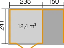 Weka Gartenlauben|Holz-Gartenhaus Flachdach Unbehandelt 385 cm x 311 cm