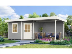 Holz-Gartenhaus Flachdach Lasiert 593 cm x 339 cm*Weka Best