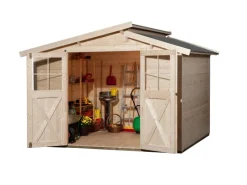 Holz-Gartenhaus Gartenhaus 323 Versetztes Satteldach Unbehandelt 217 cm*Weka New