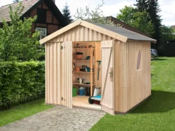 Weka Laubbläser|Holz-Gartenhaus Satteldach Unbehandelt 240 cm x 286 cm