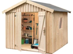 Weka Laubbläser|Holz-Gartenhaus Satteldach Unbehandelt 240 cm x 286 cm