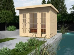 Holz-Gartenhaus Panorama Flachdach Unbehandelt 235 cm x 286 cm*Weka New