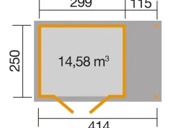 Holz-Gartenhaus Pesaro Flachdach Unbehandelt 414 cm x 293 cm*Weka Clearance