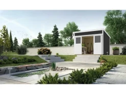 Weka Gartenlauben|Holz-Gartenhaus Turin Pultdach Lasiert 295 cm x 249 cm