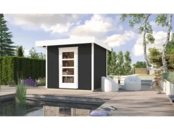 Weka Rasenwalze|Gartenwalze|Holz-Gartenhaus Line Flachdach Lasiert 235 cm x 316 cm