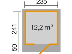 Weka Rasenwalze|Gartenwalze|Holz-Gartenhaus Line Flachdach Lasiert 235 cm x 316 cm