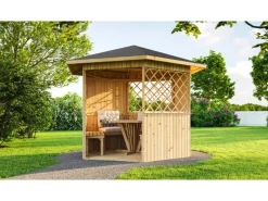 Weka Gartenlauben|Pavillons|Holz-Pavillon Mainau Natur unbehandelt 223 cm x 257 cm