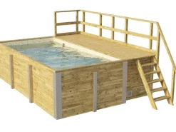 Weka Aufstellpools|Massivholzpool 595 Gr.1 Technikraum/Sonnendeck 490x309x203 cm SandMix